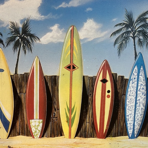 Collectible Tin Sign Scott Westmoreland 16" X 12-1/2" Surfboards Palm Trees - Picture 7 of 12